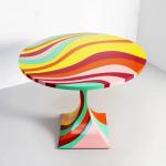 Creative fiberglass painted twist coffee table household residential living room colorful graffiti table