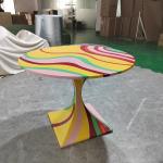 Creative fiberglass painted twist coffee table household residential living room colorful graffiti table