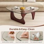 ARVORA Modern Glass Coffee Table, Mid Century Triangle Coffee Table for Living Room Bedroom Reception Office Tables