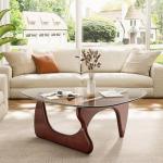 ARVORA Modern Glass Coffee Table, Mid Century Triangle Coffee Table for Living Room Bedroom Reception Office Tables