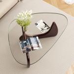 ARVORA Modern Glass Coffee Table, Mid Century Triangle Coffee Table for Living Room Bedroom Reception Office Tables