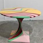 Creative fiberglass painted twist coffee table household residential living room colorful graffiti table