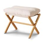 Baveke Ottoman Foot Rest- Bamboo Foldable Stool, Foot Stools Small Ottman with Upholstered & X Legs, Folding Stool for Makeup, Bedroom and Living Room (Large Beige)