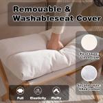 Baveke Ottoman Foot Rest- Bamboo Foldable Stool, Foot Stools Small Ottman with Upholstered & X Legs, Folding Stool for Makeup, Bedroom and Living Room (Large Beige)