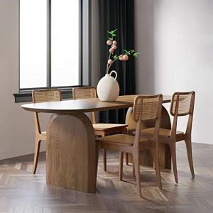 homary 70.9" Japandi Oval Dining Table for 6, Modern Pine Wood Dininer Table for Dining Room, Kitchen, Living Room Mesas de Comedor, Easy Clean