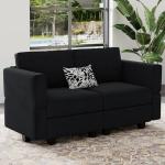 Belffin Modular Loveseat Sofa Couch with Storage Seats Velvet 2 Seater Love Seats for Small Spaces Black