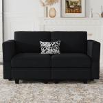 Belffin Modular Loveseat Sofa Couch with Storage Seats Velvet 2 Seater Love Seats for Small Spaces Black
