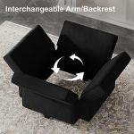 Belffin Modular Loveseat Sofa Couch with Storage Seats Velvet 2 Seater Love Seats for Small Spaces Black