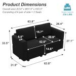 Belffin Modular Loveseat Sofa Couch with Storage Seats Velvet 2 Seater Love Seats for Small Spaces Black