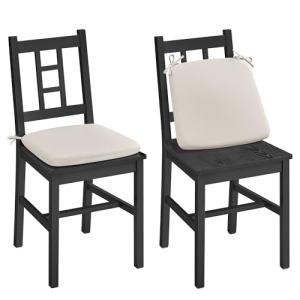 VASAGLE Wooden Dining Chairs, Set of 2, Kitchen and Dining Room Chairs, Removable Cushion, Curved Back, Each Supports 264 lb, Ebony Black UKDC150B01