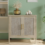 Rattan Storage Cabinet, Buffet Cabinet Sideboard with Rattan Decorated Doors, Cupboard for Hallway, Entry, Living Room