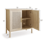 Rattan Storage Cabinet, Buffet Cabinet Sideboard with Rattan Decorated Doors, Cupboard for Hallway, Entry, Living Room