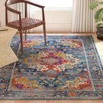 SAFAVIEH Madison Collection Area Rug - 9' x 12', Teal & Fuchsia, Boho Chic Medallion Design, Non-Shedding & Easy Care, Ideal for High Traffic Areas in Living Room, Bedroom (MAD154L)
