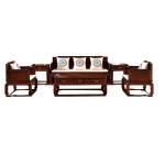 Slightly concave red rosewood sofa, mahogany sofa, living room sofa