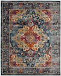 SAFAVIEH Madison Collection Area Rug - 9' x 12', Teal & Fuchsia, Boho Chic Medallion Design, Non-Shedding & Easy Care, Ideal for High Traffic Areas in Living Room, Bedroom (MAD154L)