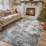 Area Rug Living Room Rugs - 9x12 Large Soft Indoor Neutral Modern Abstract Low Pile Washable Rug Carpet for Bedroom Dining Room Farmhouse Home Office - Grey