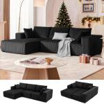 108” Modular Sectional Sofa, Cloud Sectional Couch with Deep Seat, Modern Modular L-Shape Sofa Couch with Chaise,Upholstered Boneless Couches for Living Room Bedroom (Black, Left Facing Chaise)