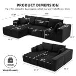 108” Modular Sectional Sofa, Cloud Sectional Couch with Deep Seat, Modern Modular L-Shape Sofa Couch with Chaise,Upholstered Boneless Couches for Living Room Bedroom (Black, Left Facing Chaise)