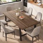GarveeHome Industrial Dining Table for 6-8 People, 70.87 in Long Wooden Kitchen Table with Sturdy Metal Frame & Rustic Brown Finish (Brown, 70.87 in Long)