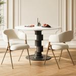 COLAMY Dining Chairs Set of 2, Modern Fabric Upholstered Dining Room Kitchen Side Chairs with Open Back and Padded Seat for Living Room/Restaurant/Cafe, Beige