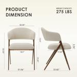 COLAMY Dining Chairs Set of 2, Modern Fabric Upholstered Dining Room Kitchen Side Chairs with Open Back and Padded Seat for Living Room/Restaurant/Cafe, Beige