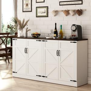 Sideboard Buffet Cabinet with Storage, 65’’ Large Farmhouse Buffet Table Coffee Bar Cabinets, Modern Accent Cabinet