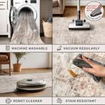 Hazo Haus Farmhouse Area Rugs for Living Room - 8x10 Washable Modern Abstract Rug for Bedroom, Dining Room Under Table, Home Office, Soft Washable & Stain Resistance (Beige & Peach)