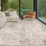 Hazo Haus Farmhouse Area Rugs for Living Room - 8x10 Washable Modern Abstract Rug for Bedroom, Dining Room Under Table, Home Office, Soft Washable & Stain Resistance (Beige & Peach)