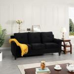 Naomi Home Black Button Tufted Sofa & Loveseat Set, Black Modern Microfiber Furniture for Small Spaces, Durable and Sturdy, Tool-Free Assembly, Affordable Living Room Sofa Cama, Stylish and Compact