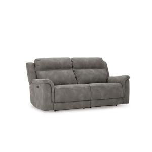 Signature Design by Ashley Next-Gen DuraPella Faux Leather Zero Wall Power Reclining Sofa with USB, Slate Gray