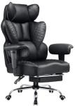 COMHOMA Big and Tall Office Chair 400LBS Wide Ergonomic Gaming Chair with Deluxe Embossing Designed Leather with Foot Rest,150°Reclining Adjustable Armrests Pocket Spring Back Support and Pillow