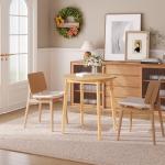 HOOBRO Bamboo Dining Table, Round Dining Table for 2, 27.5" Kitchen Table for Small Space, Writing Table, Easy to Assemble, for Dining Room, Living Room, Office, Kitchen, Apartment, Natural YL71CZ01G1