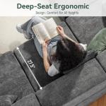 MONVANE Modular Sectional Cloud Couch for Living Room - 130'' 4 Seater Convertible Chenille Couches Set with Ottoman, No Assembly Compression Sofas, Comfy Floor Sofa with Memory Foam, Dark Grey