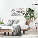 KREATIVE ARTS Large Home Family Wall Decor Rustic Home Sign Inspirational Quotes - Where Life Begins & Love Never Ends Canvas Wall Art Prints for Bedroom Living Room Kitchen 20x48 Inches