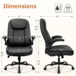 NEO CHAIR Ergonomic Office Desk Gaming Computer Chair Executive High Back Support Flip-up Arms Adjustable Height Swivel Rolling Wheels Comfy PU Leather for Home (Black)