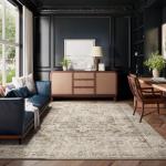 Washable Area Rugs for Living Room: 8x10 Bedroom Area Rugs Boho Vintage Rugs Stain Resistant Non Slip Low Pile Soft Lightweight Carpet for Kitchen Dining Room Farmhouse Nursery Kids Room Home Office