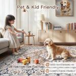 Lofus 8x10 Area Rugs for Living Room, Washable Area Rug, Rugs for Bedroom, Kitchen, Vintage Boho Carpet, Soft Non-Slip, Low Pile Large Area Rug for Office Dining Room, Floral Brown