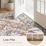 Lofus 8x10 Area Rugs for Living Room, Washable Area Rug, Rugs for Bedroom, Kitchen, Vintage Boho Carpet, Soft Non-Slip, Low Pile Large Area Rug for Office Dining Room, Floral Brown