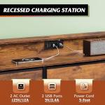 WLIVE TV Stand for 45, 50, 55 inch TV, Entertainment Center with LED Lights & Charging Station, TV Media Console Table with 9 Fabric Drawers and Open Shelves for Living Room, Hallway, Rustic Brown