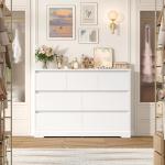 FACBOTALL Dresser for Bedroom, Modern White Dresser, Wood Chest of Drawers Nursery Dressers, with Storage, 7 Drawer Double with Handle Free, Large Storage Organizer for Living Room,White