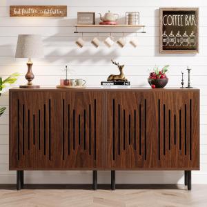 Set of 2 Sideboard Buffet with Storage, 59" Buffet Sideboard Cabinet with Adjustable Shelves, Accent Storage Cabinet