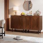 Set of 2 Sideboard Buffet with Storage, 59" Buffet Sideboard Cabinet with Adjustable Shelves, Accent Storage Cabinet