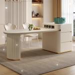 Island-platform dining table integrated retractable Luxury Chairs Dining Table Expandable White Mesa Comedor Home Furniture