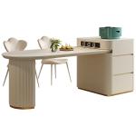 Island-platform dining table integrated retractable Luxury Chairs Dining Table Expandable White Mesa Comedor Home Furniture