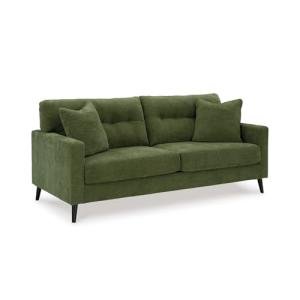 Signature Design by Ashley Bixler Mid-Century Modern Tufted Sofa with 2 Toss Pillows, Green