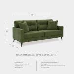 Signature Design by Ashley Bixler Mid-Century Modern Tufted Sofa with 2 Toss Pillows, Green