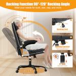 Executive Office Chair with Flip-up Armrests,Ergonomic Computer Desk Chairs,Mid-Tall Back Leather Office Chair 400 Lbs,Lumbar Support Swivel PC Chair with Rocking Function