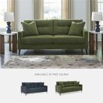 Signature Design by Ashley Bixler Mid-Century Modern Tufted Sofa with 2 Toss Pillows, Green