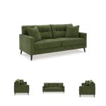 Signature Design by Ashley Bixler Mid-Century Modern Tufted Sofa with 2 Toss Pillows, Green