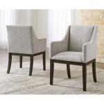 Signature Design by Ashley Burkhaus Traditional Dining Upholstered Arm Chair, 2 Count, Gray & Dark Brown
